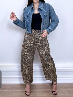 Cello Women's Leopard Print Jeans - Brown & Tan Size 7